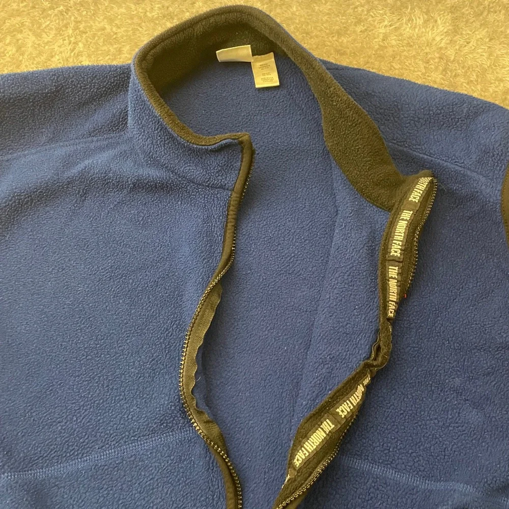 Vintage The North Face Fleece Vest Mens XL Made in USA Blue Red Logo Full Zip 90